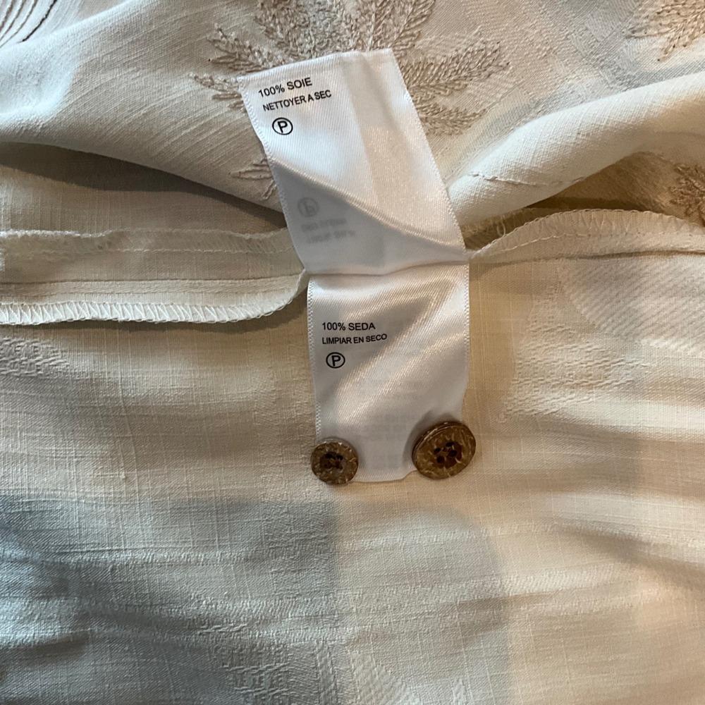 Tommy Bahama Mens 2XLB Silk Camp‎ Shirt Cream Tropical Pineapple Palm Tree - Picture 7 of 9